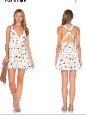 Free People Dandelion V-Neck Crisscross Back Mini Dress NWT